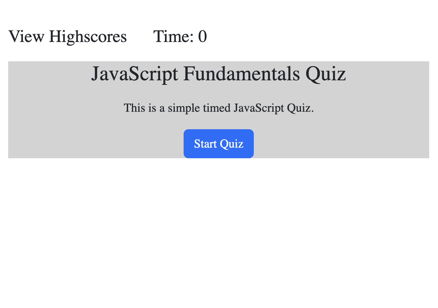 Javascript Fundamentals Quiz