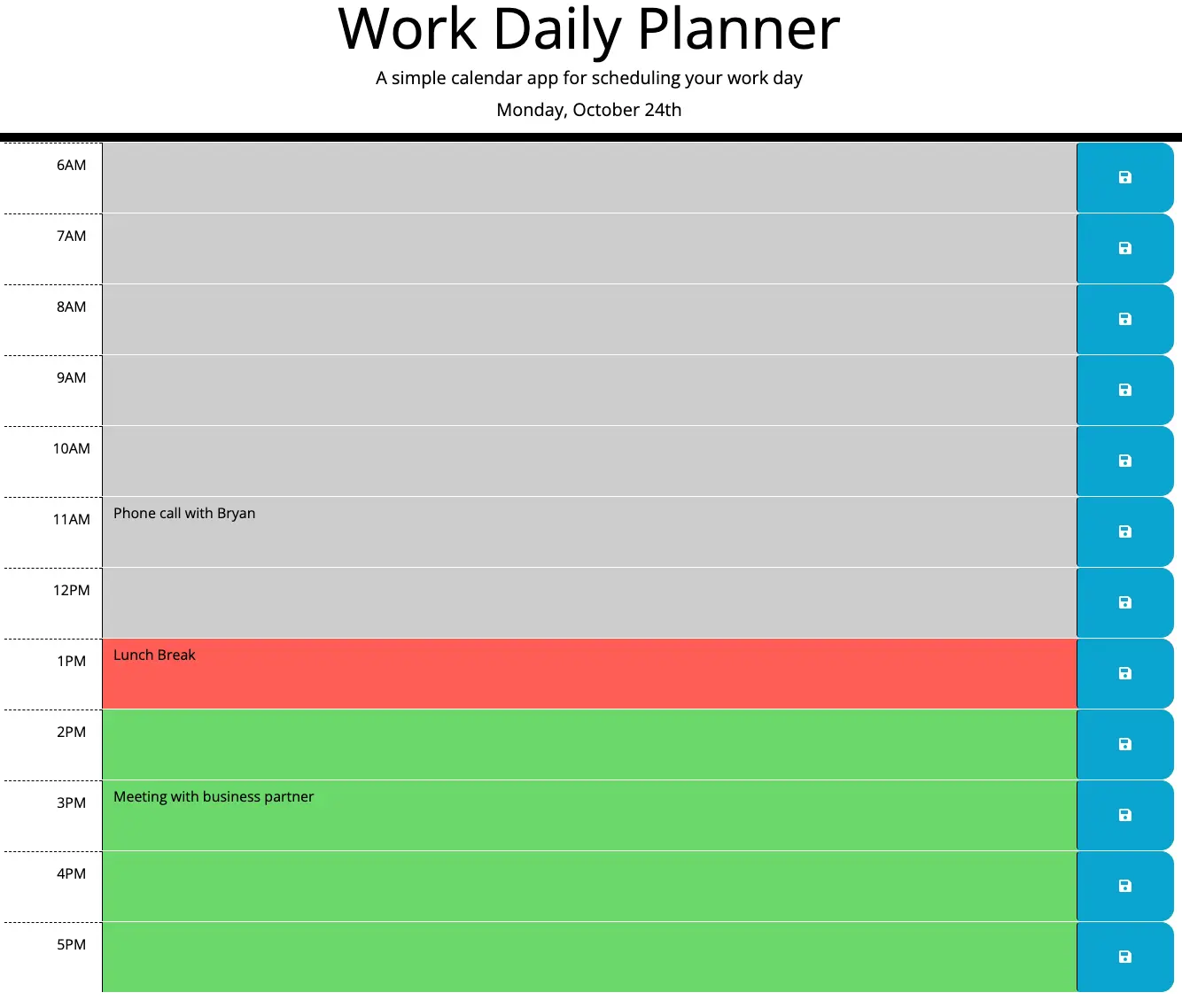 Work Daily Planner